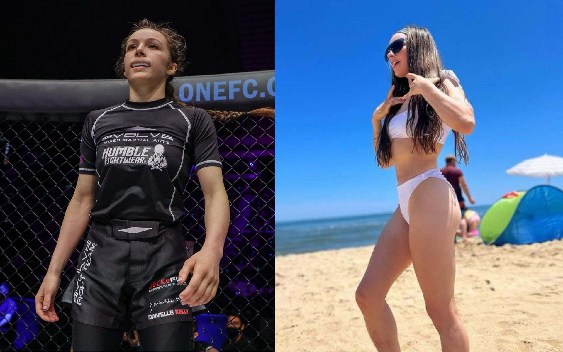 ONE Championship atomweight grappler Danielle Kelly takes a much-deserved vacation on a beach. (Images courtesy: ONE Championship, @daniellekellybjj on Instagram)