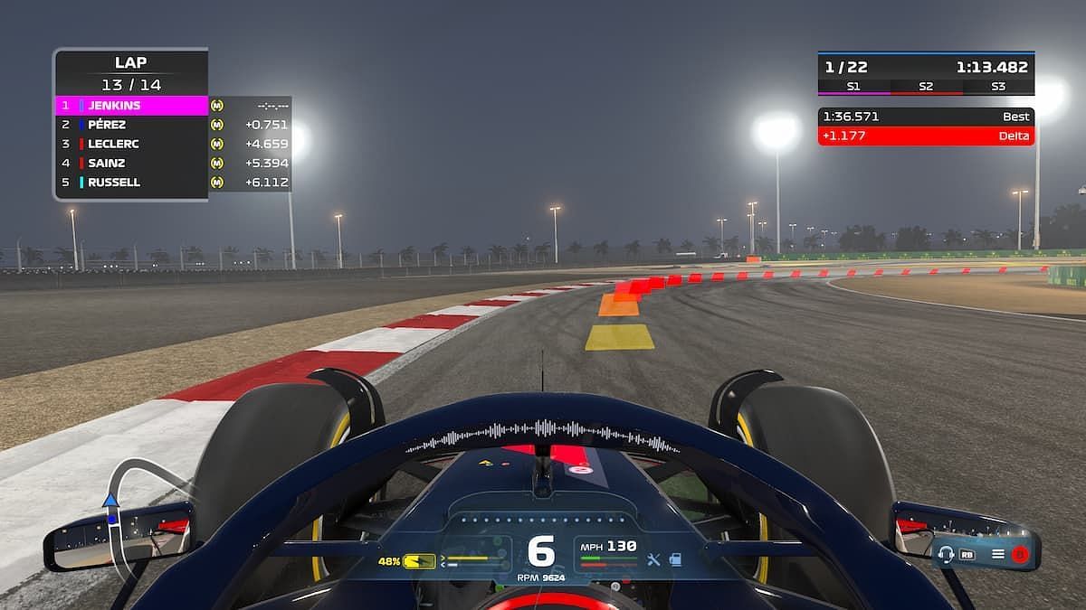 Keep an eye on the dash to determine a good starting speed (Image via Codemasters)