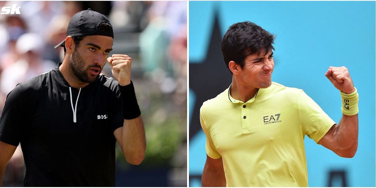 Matteo Berrettini (L) and Cristian Garin.