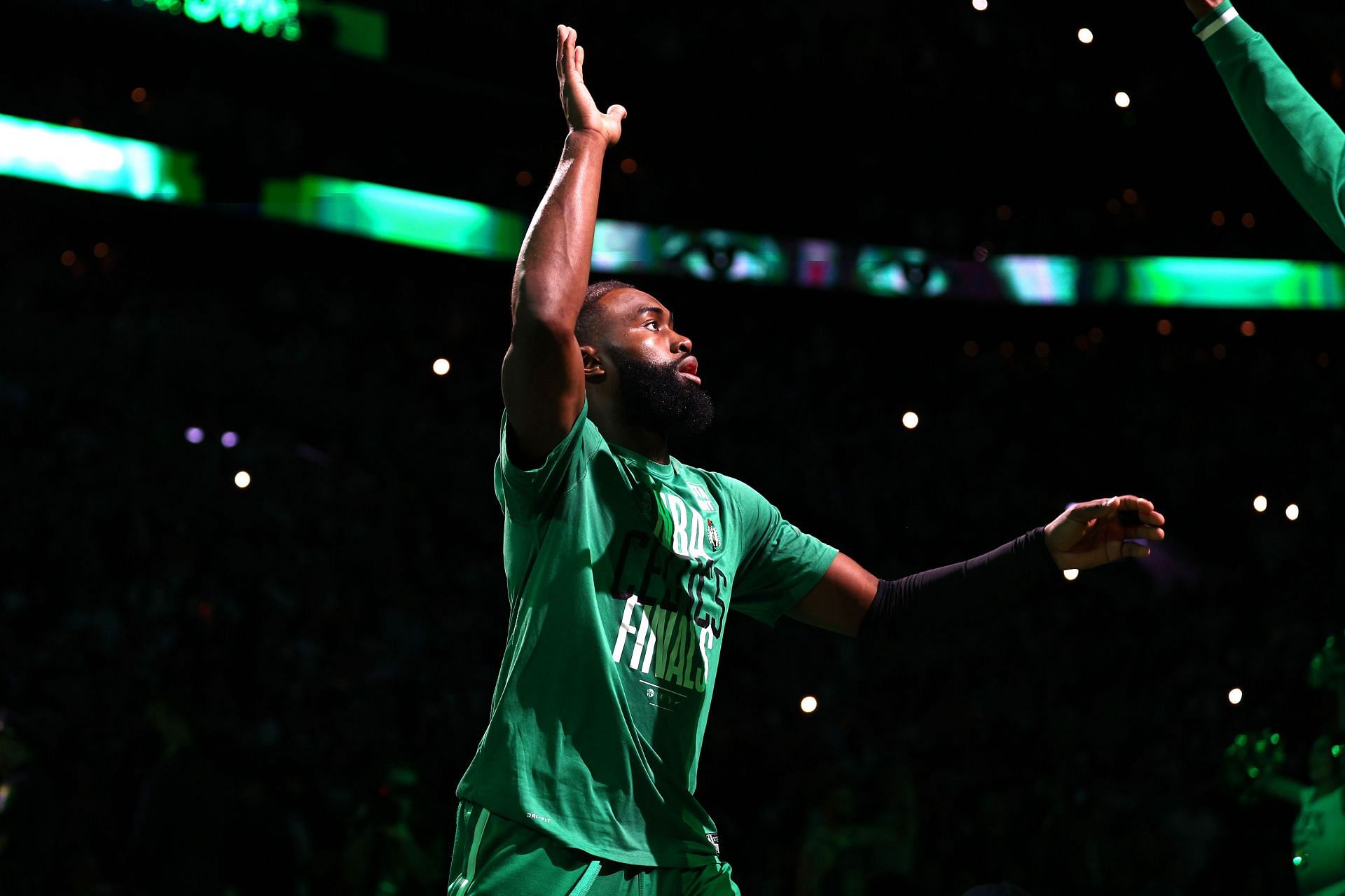 Jaylen Brown being introduced as a starter in Game Six of the NBA Finals