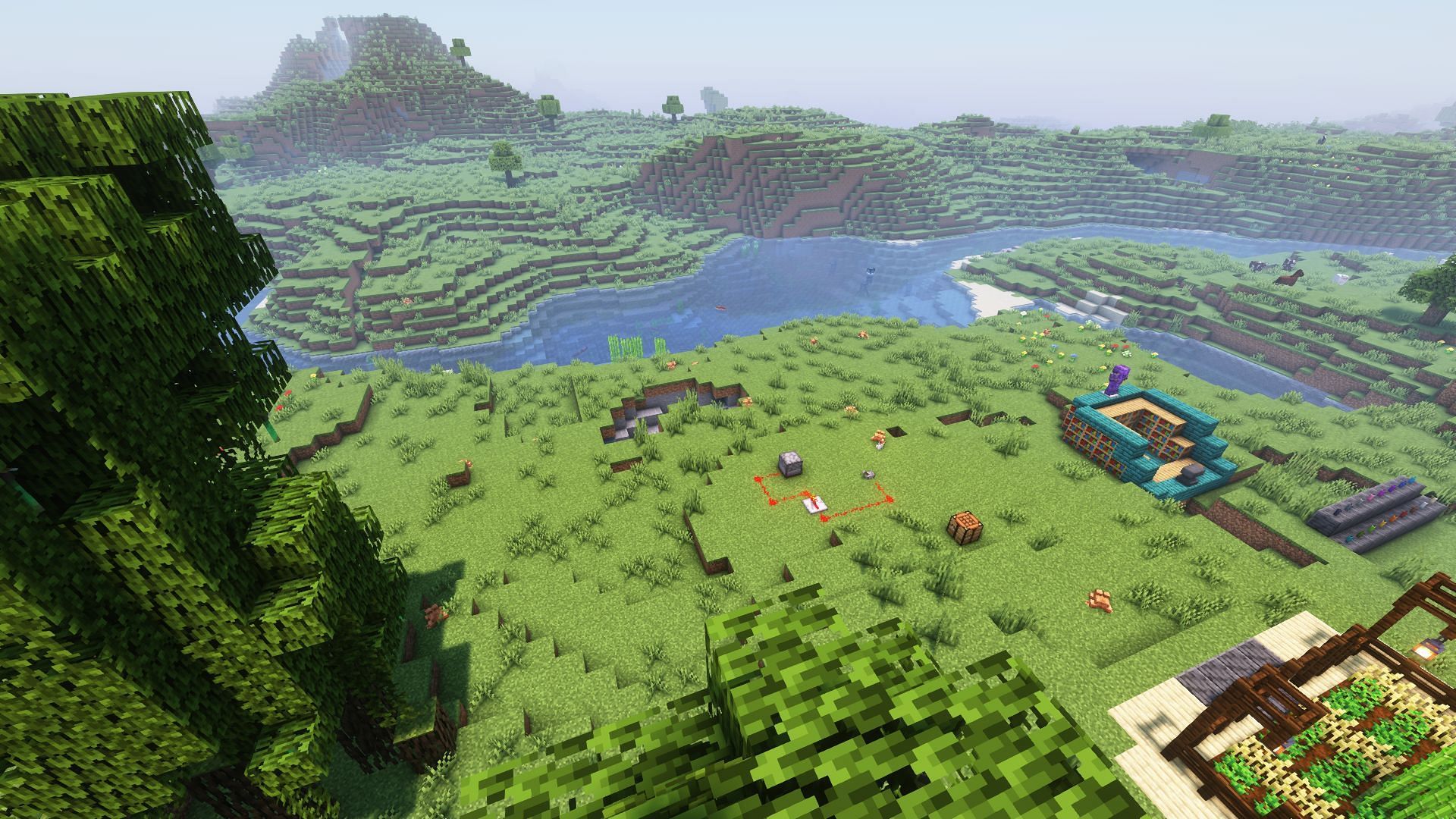 The test area with the Complimentary Reimagined Shader (Image via Minecraft)