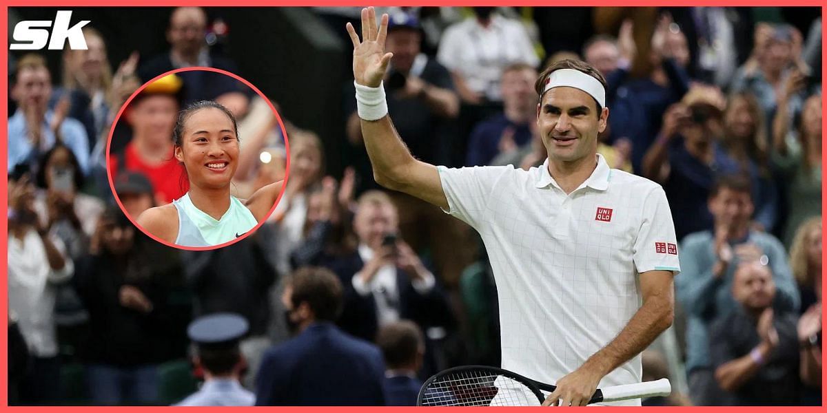 Qinwen Zheng (inset) spoke about her admiration for Roger Federer