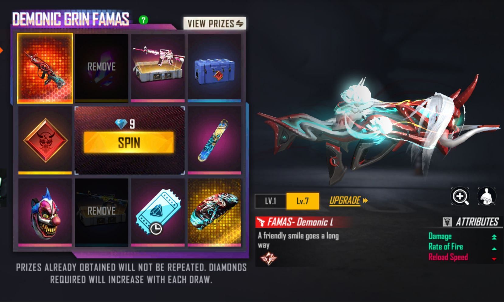 After removing the items, players can make the spins (Image via Garena)