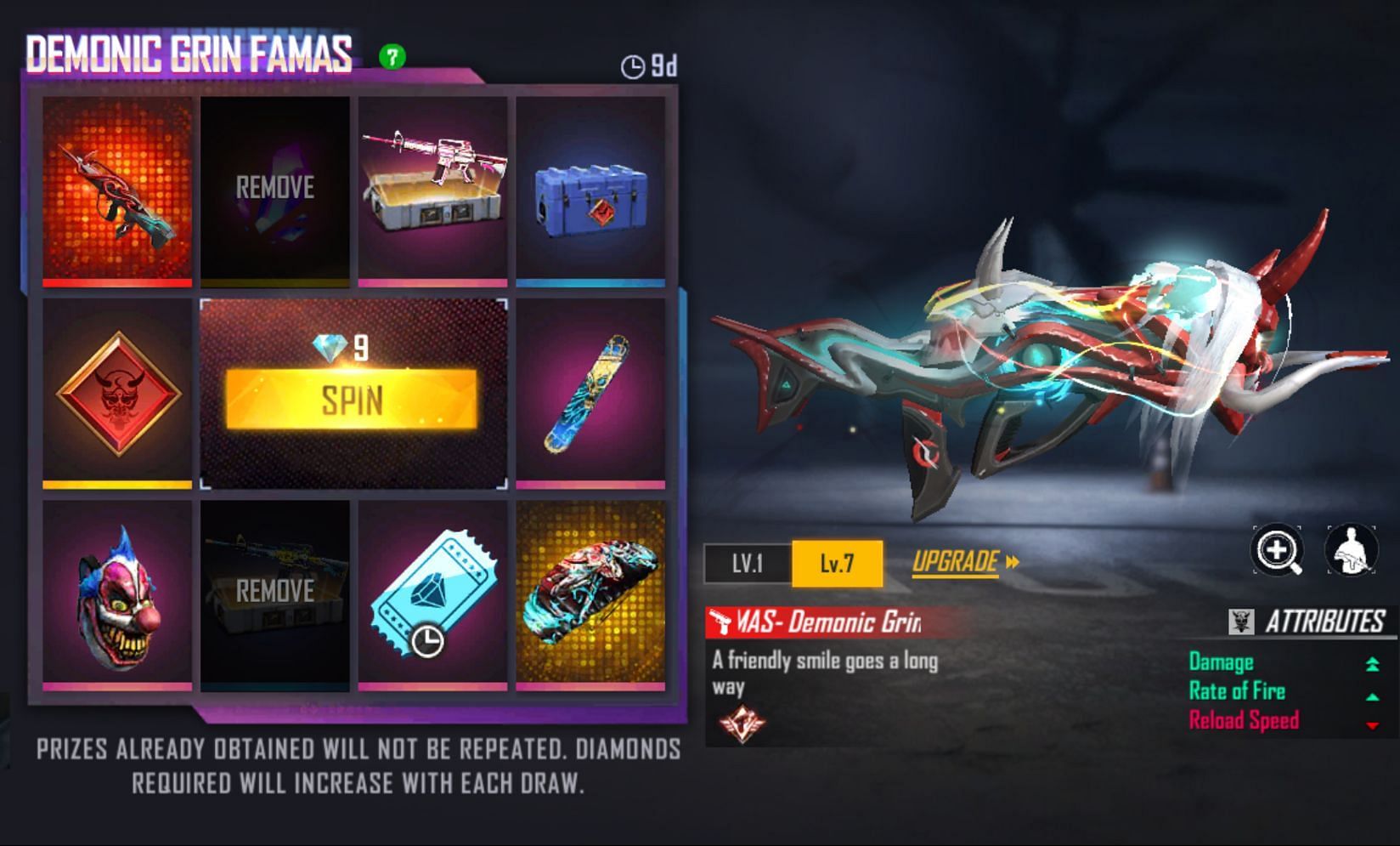 FAMAS Demonic Grin is available in the Faded Wheel (Image via Garena)