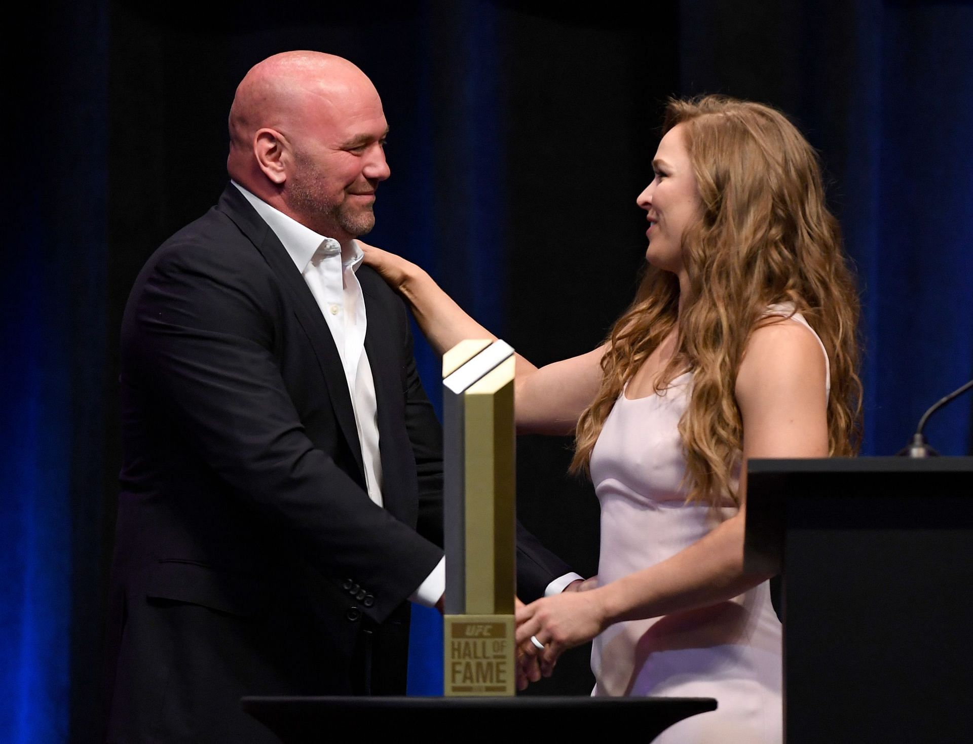 Dana White (left) and Olympic Bronze Medalist Ronda Rousey (right) (Images via Getty)
