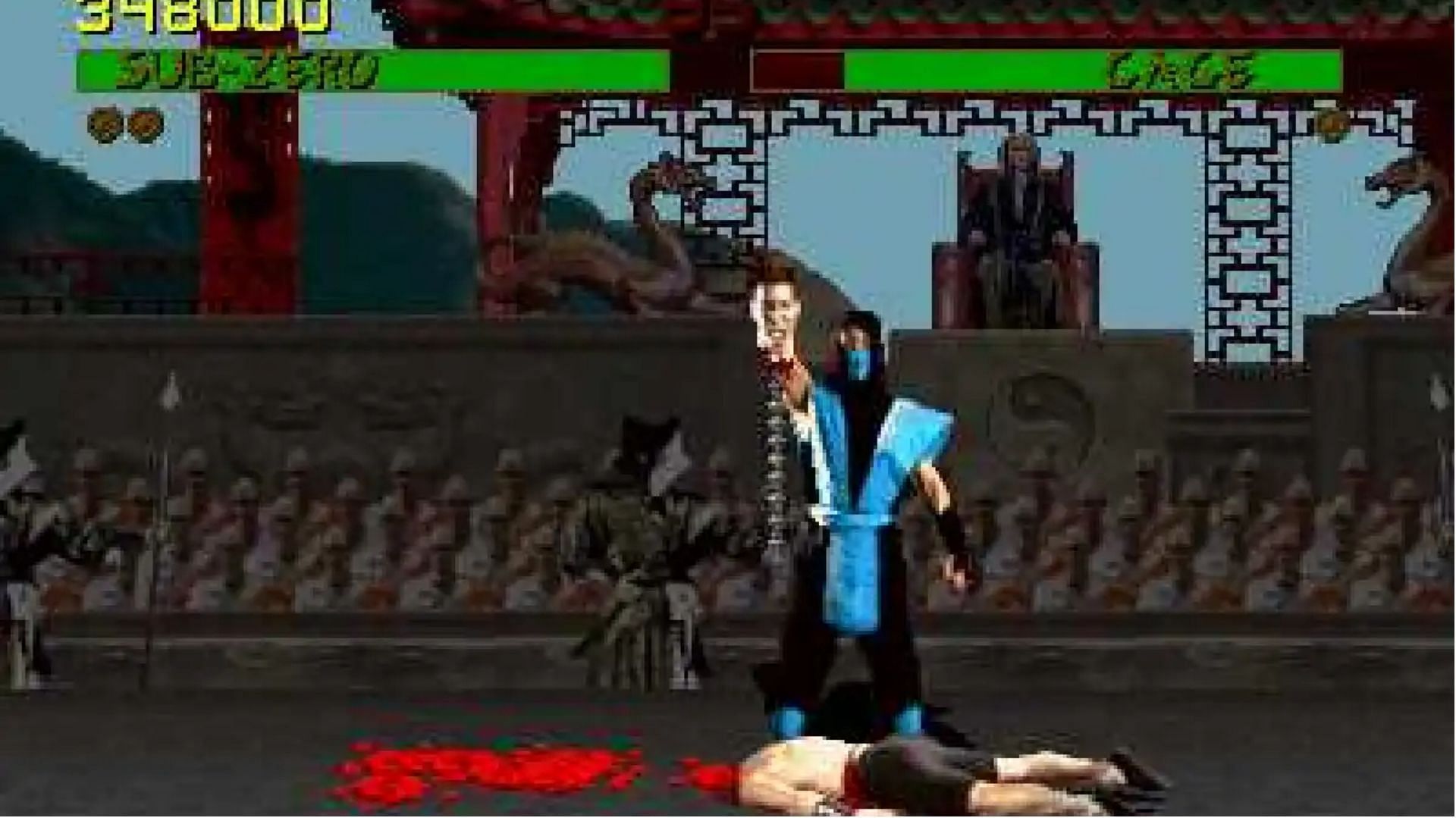 Scorpion&#039;s fatality from the original Mortal Kombat game (Image via Midway)