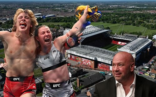 Paddy Pimblett (left), Molly McCann (center), and Dana White (right) (Images via Getty)