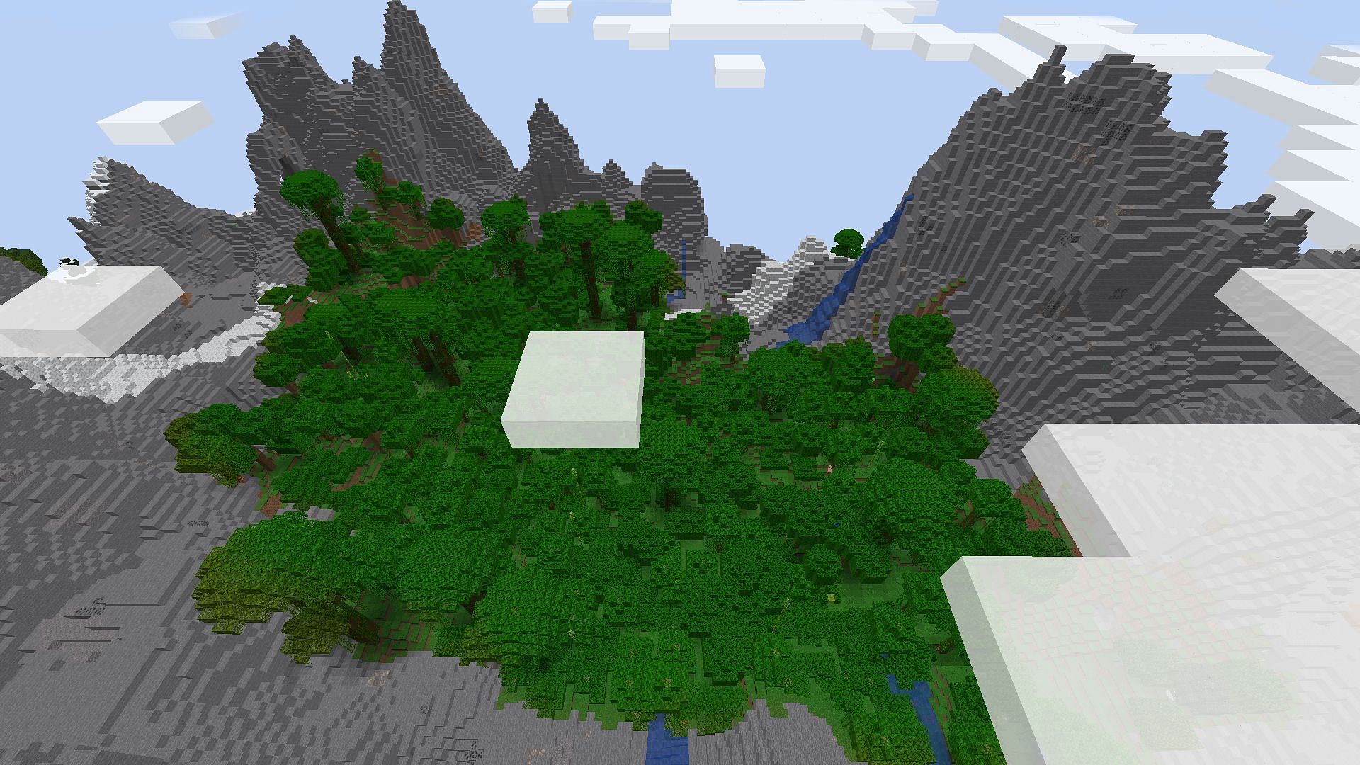 The jungle crater gamers spawn in (Image via Minecraft)