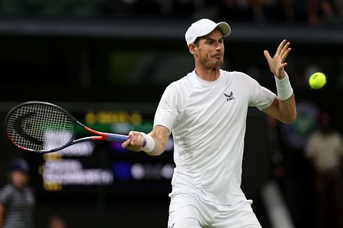 Andy Murray in action at the 2022 Wimbledon Championships.