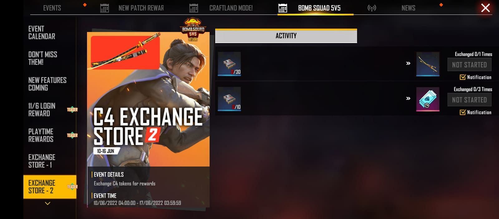 The Exchange Store - 2 event will start after seven days on Free Fire MAX (Image via Garena)