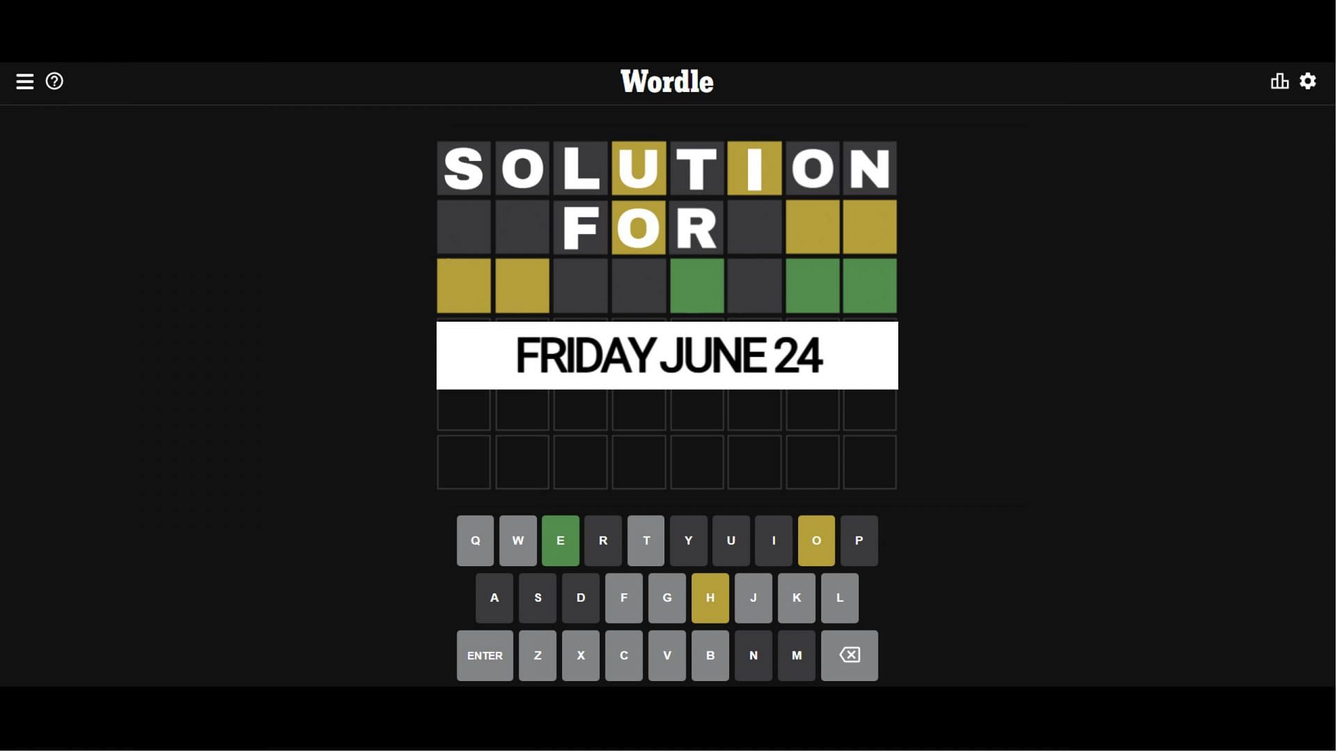 Wordle solution for June 24 rhymes with the word &quot;flight&quot; (Image via Sportkeeda)