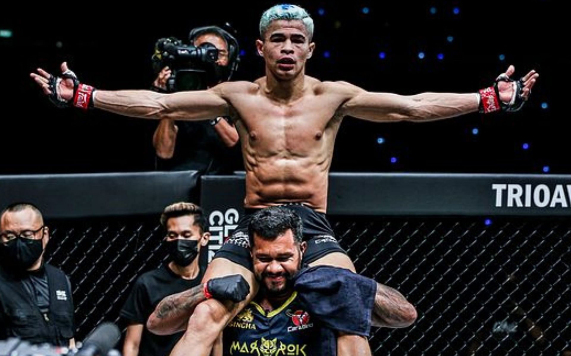 Fabricio &quot;Wonder boy&quot; Andrade at ONE: Winter Warriors after a K.O. win against Li Kai Wen [Credit: ONE Championship]