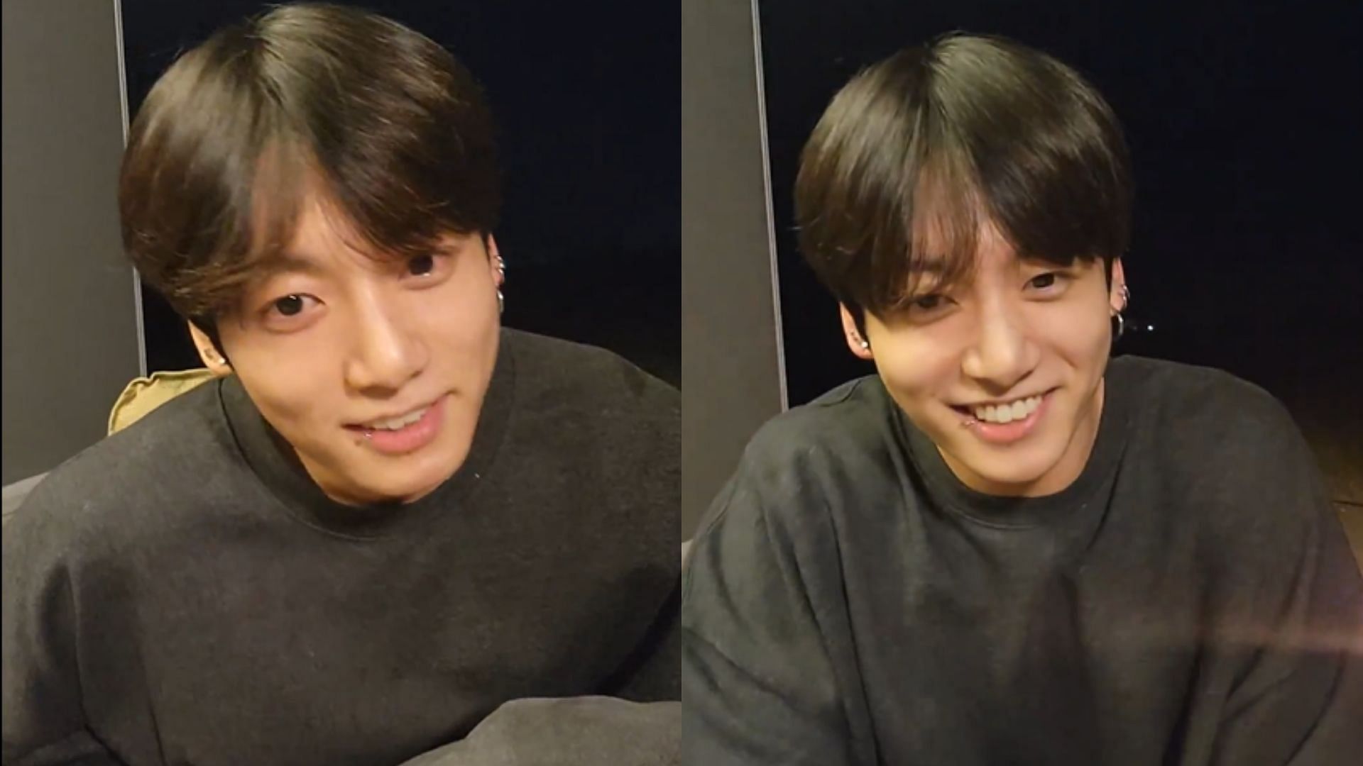 BTS&#039; Jungkook switched on VLive to have fun with ARMYs (Screenshot via BTS/VLive)