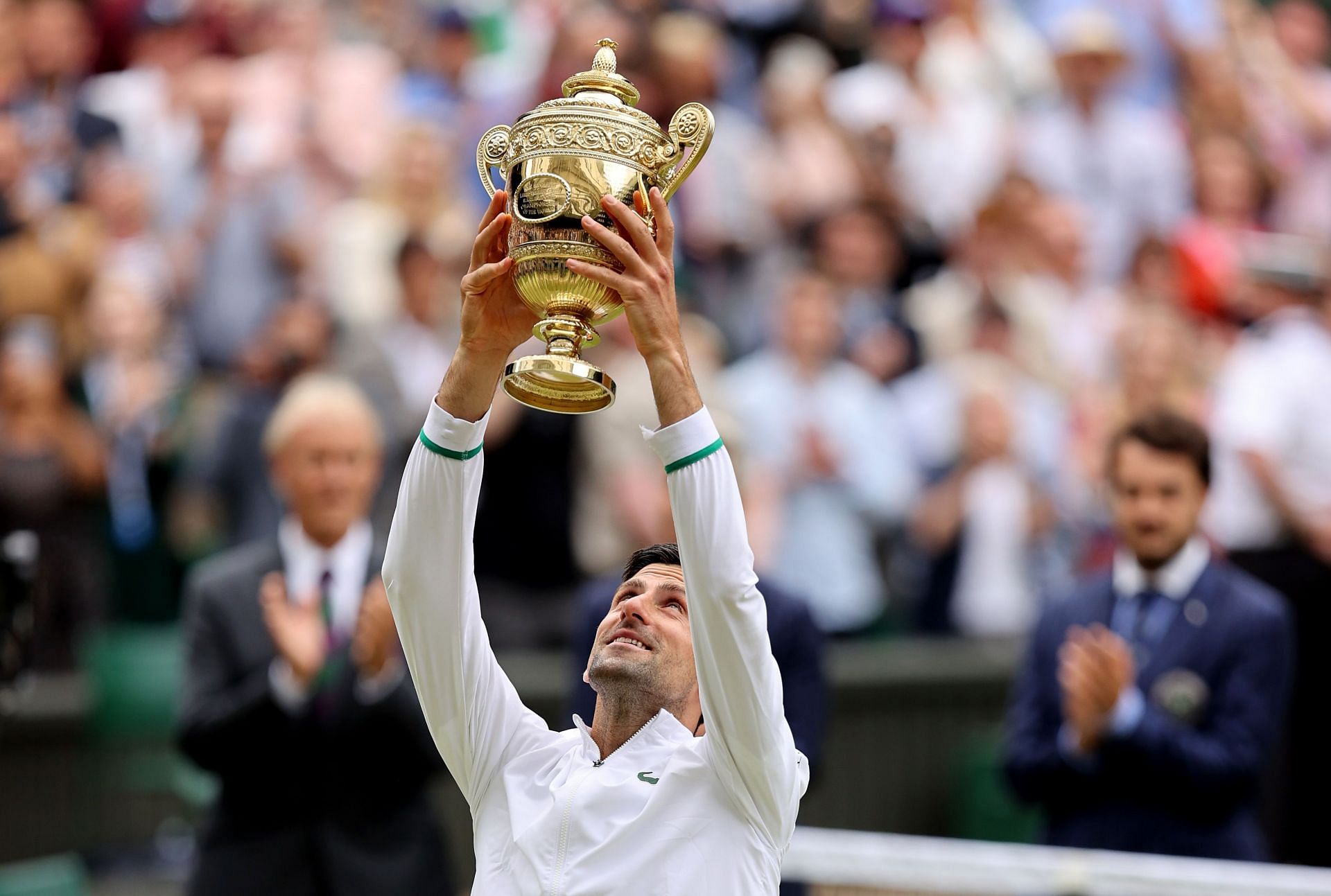 Djokovic with the 2021 Wimbledon trophy