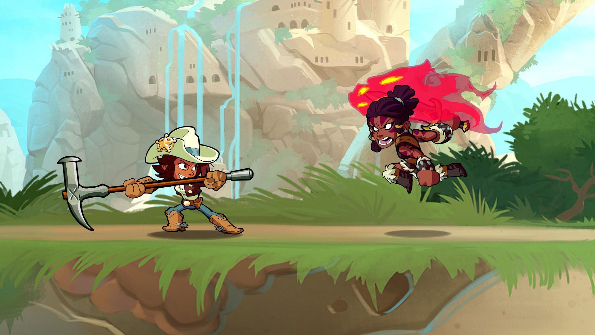 A still from two players fighting in Brawlhalla (Image via Steam)