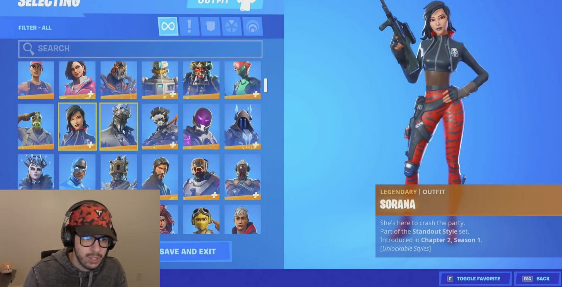 Viewing all cosmetics (image via TG Plays / YouTube)