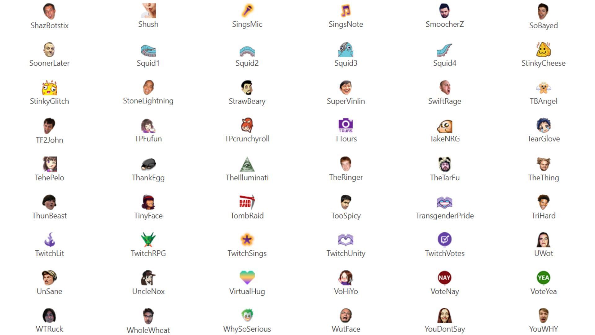 Different emotes on the streaming platform 1/2 (Image via Twitch)