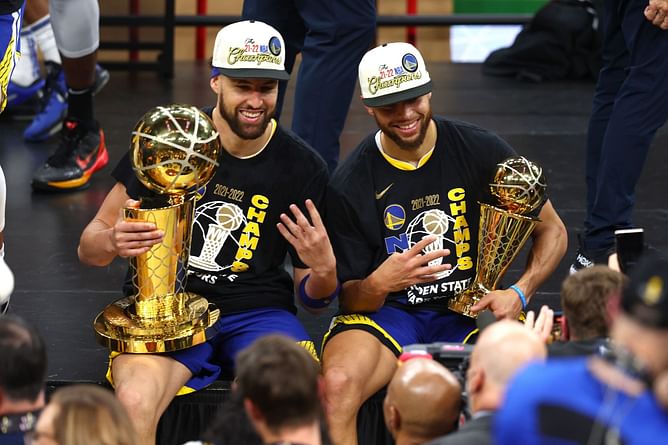 Video: "All we do is shoot 3s and win championships!" - Klay Thompson ecstatic in celebration with Steph Curry as the Splash Brothers win their 4th NBA title in 8 years