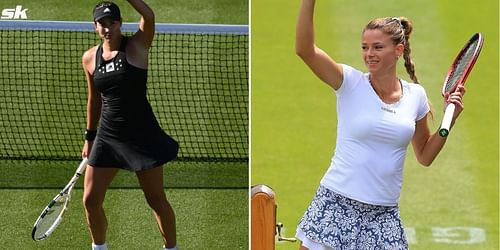 Garbine Muguruza (L) and Camila Giorgi.