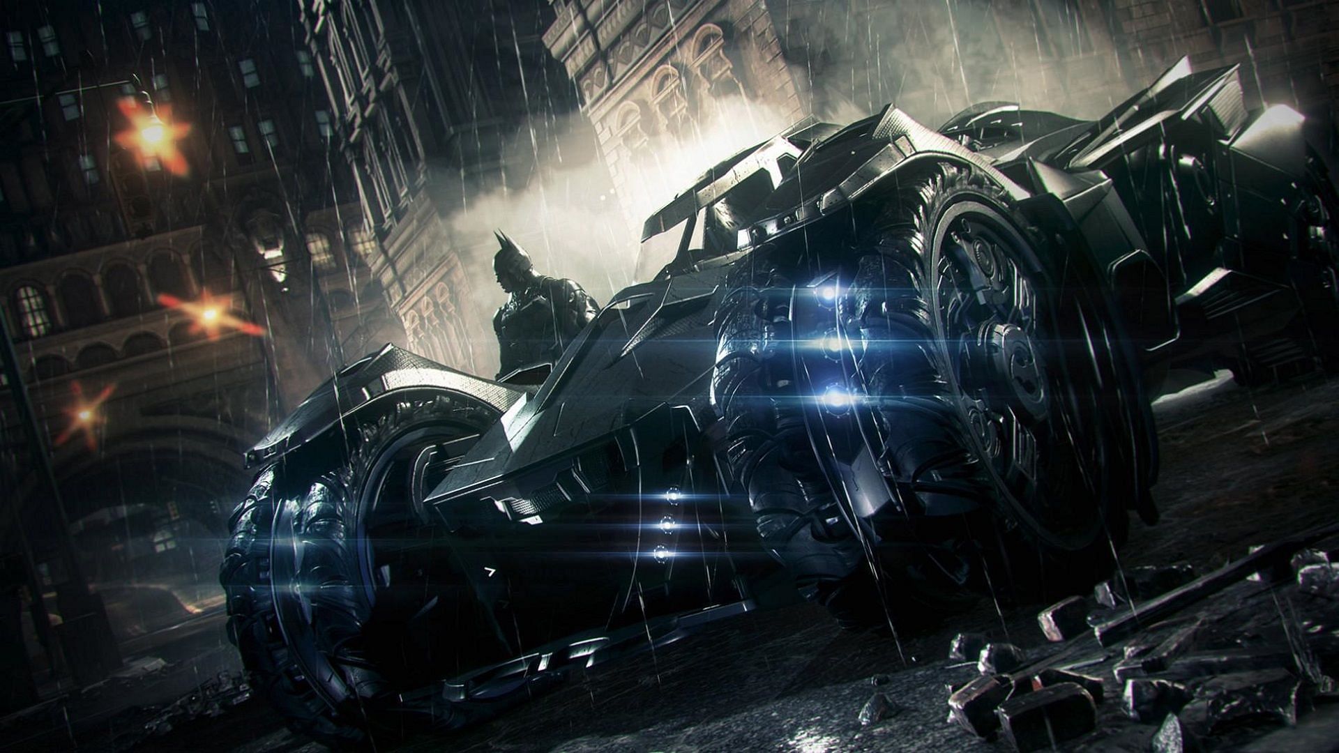 The Dark Knight and his Batmobile (Image via Rocksteady)