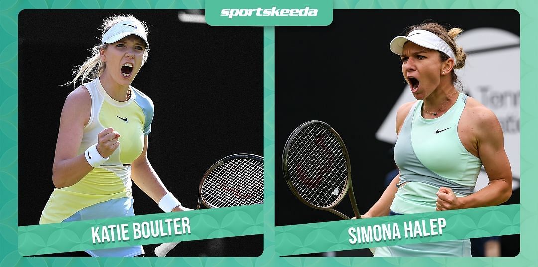 Simona Halep (R) will take on Katie Boulter (L) in the quarterfinals of the Birmingham Classic