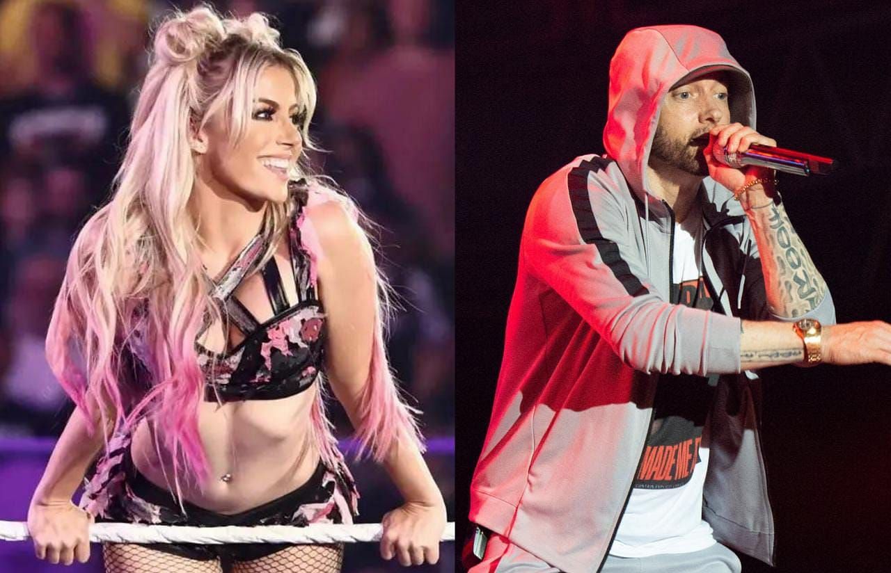 WWE Superstar Alexa Bliss (left) and rapper Eminem (right)