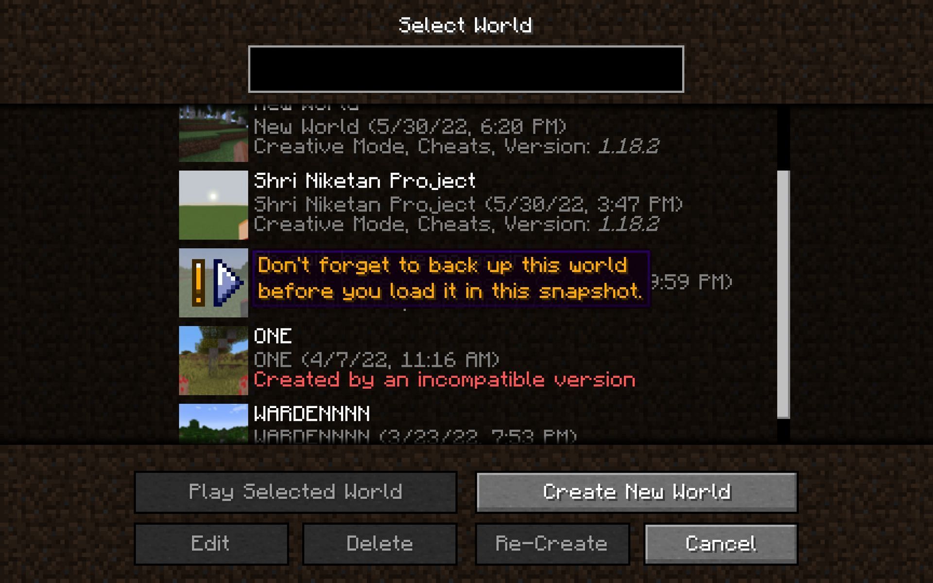 Only the snapshots will have problems opening old worlds, and the official update will support old worlds (Image via Minecraft)
