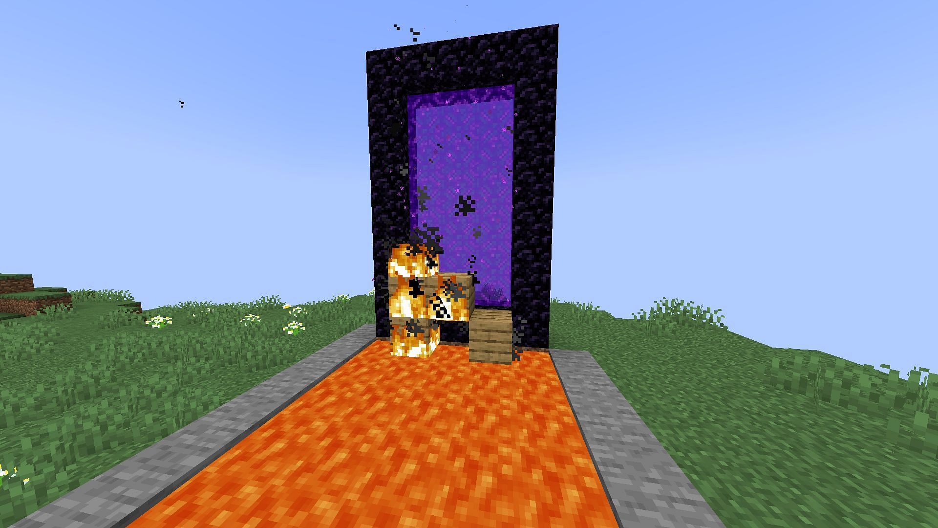 The portal is lit (Image via Minecraft)