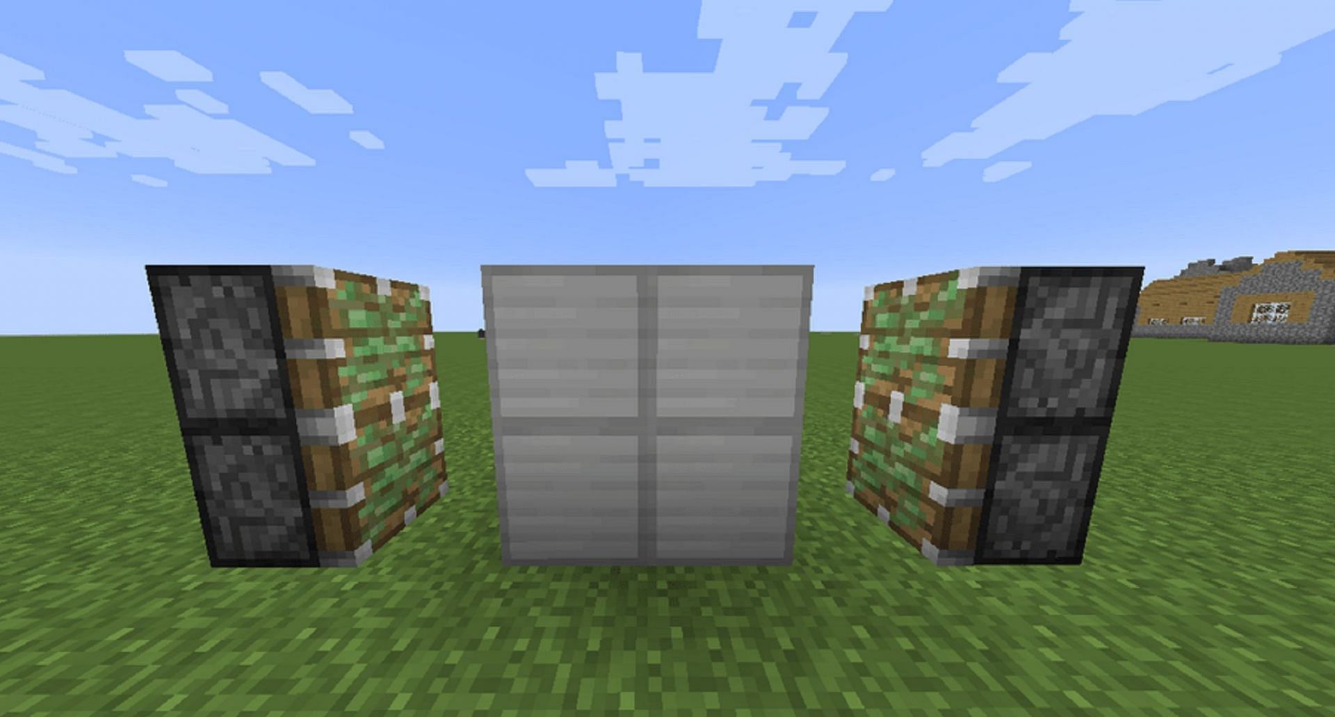 The standard premise of a 2x2 piston door (Image via Mojang)