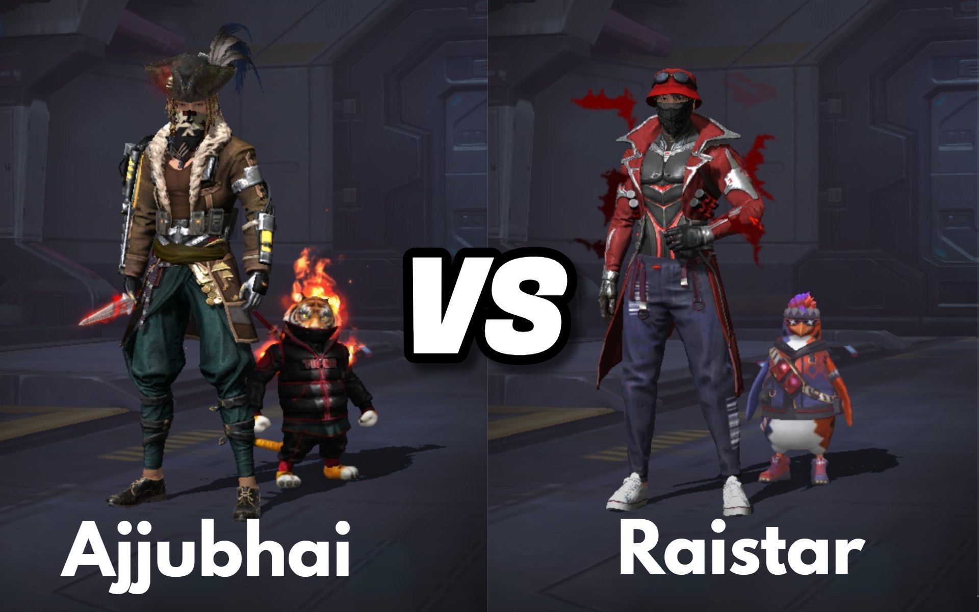 Comparing the stats of Ajjubhai vs Raistar in Free Fire (Image via Sportskeeda)