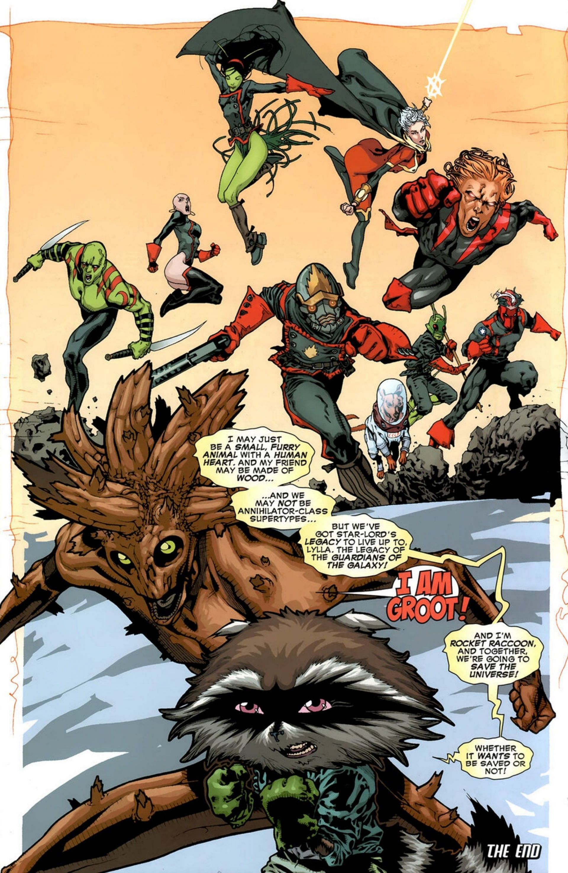 Groot fighting alongside Guardians of the Galaxy (Image via Marvel Comics)
