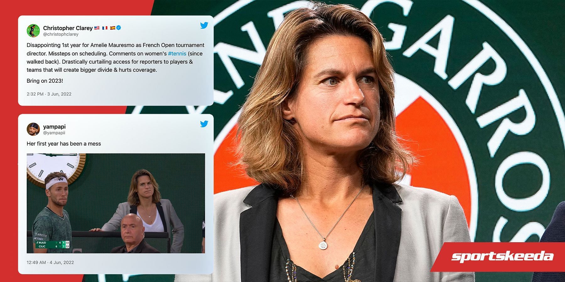 Amelie Mauresmo faced mixed reactions from fans after a hectic day 13 at the French Open