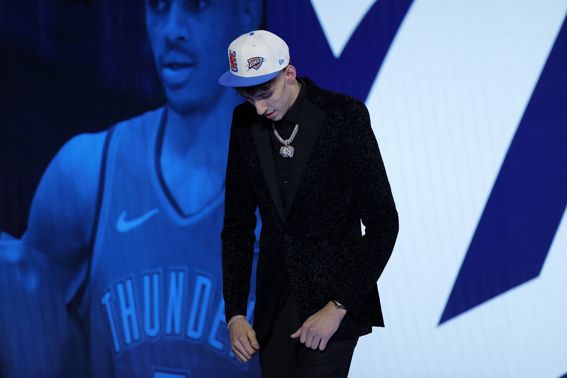 Oklahoma City Thunder draft pick Chet Holmgren at the NBA draft