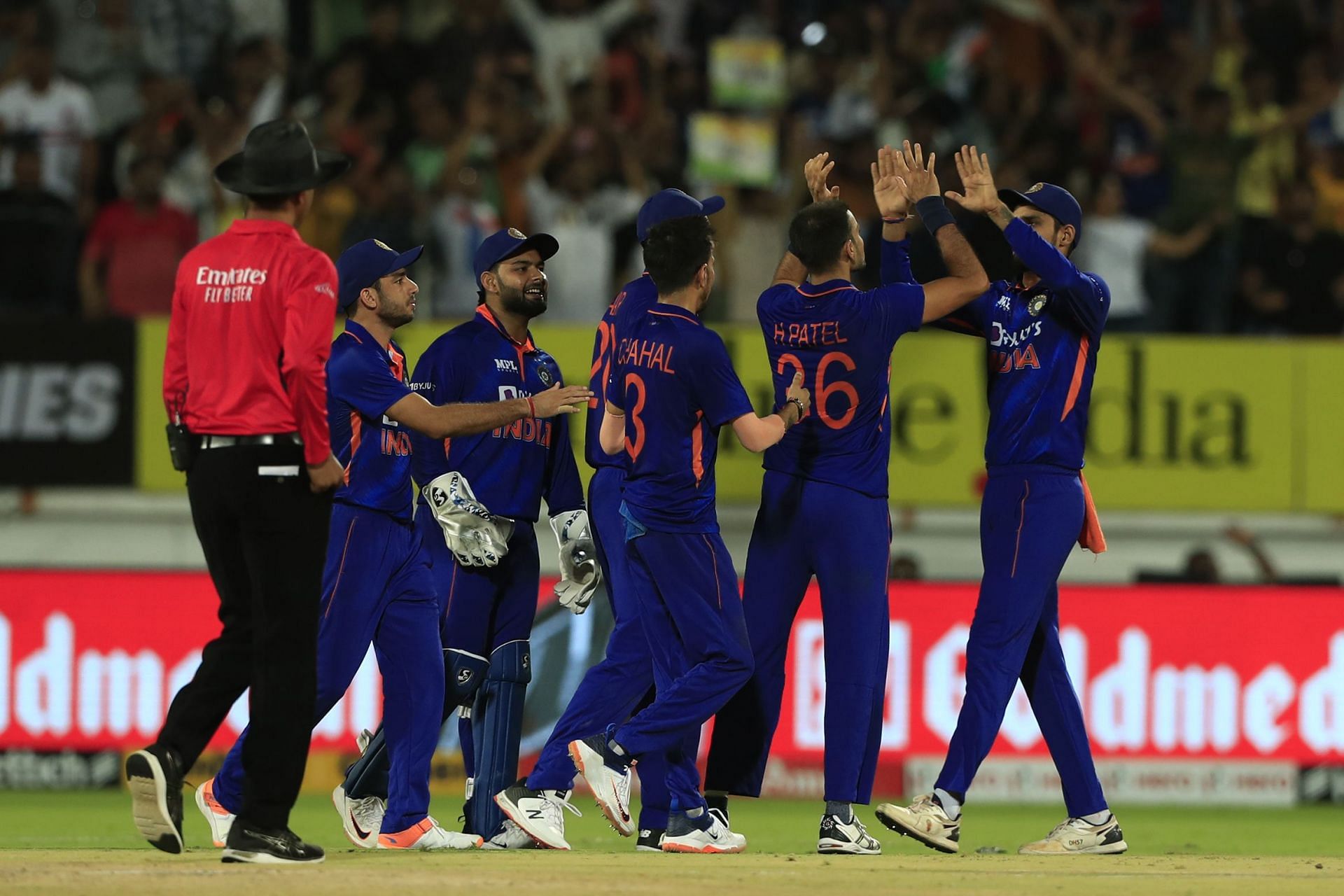Team India celebrate a wicket during the 4th T20I against South Africa. Pic: Getty Images
