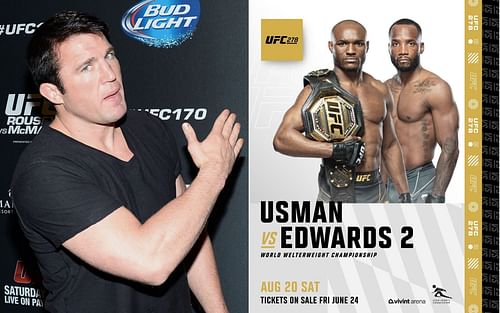 Chael Sonnen (left) and Kamaru Usman vs. Leon Edwards 2 poster (right) (Images courtesy Getty and @ufc Instagram)