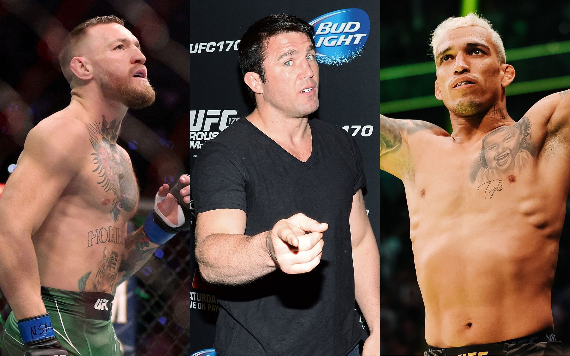 (L to R) Conor McGregor, Chael Sonnen and Charles Oliveira