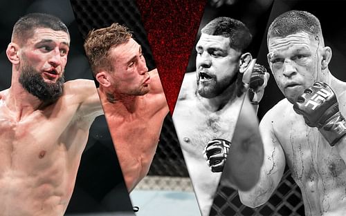 (L-R) Khamzat Chimaev, Darren Till, Nick Diaz, and Nate Diaz