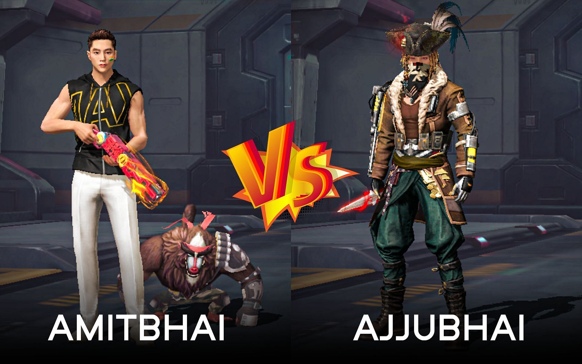 Comparing the stats of Amitbhai and Ajjubhai (Image via Garena)