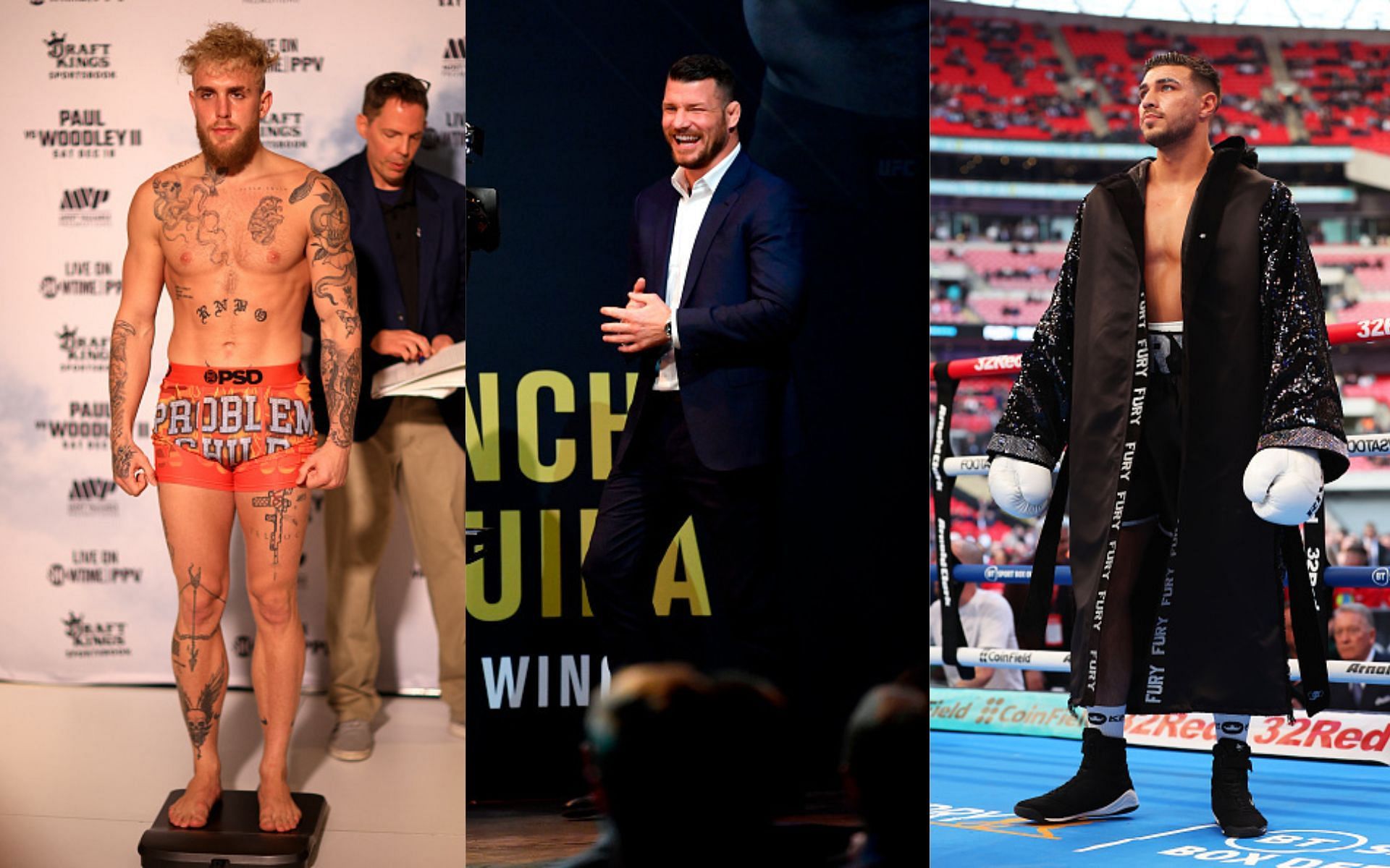 Jake Paul (left), Michael Bisping (middle), and Tommy Fury (right)