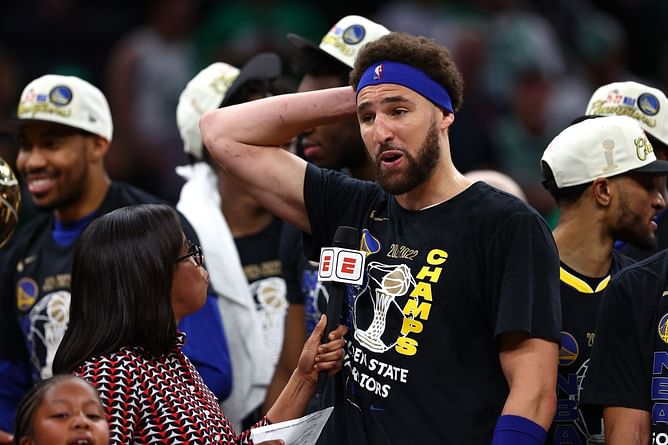 Watch: Klay Thompson dons San Francisco Giants captain's hat and ends up dropping championship ring during wild Golden State Warriors parade day