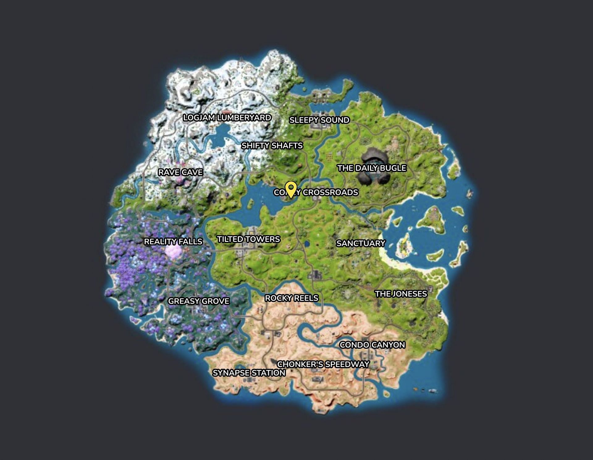 Location of the Mysterious Bloom (Image via Fortnite.GG)