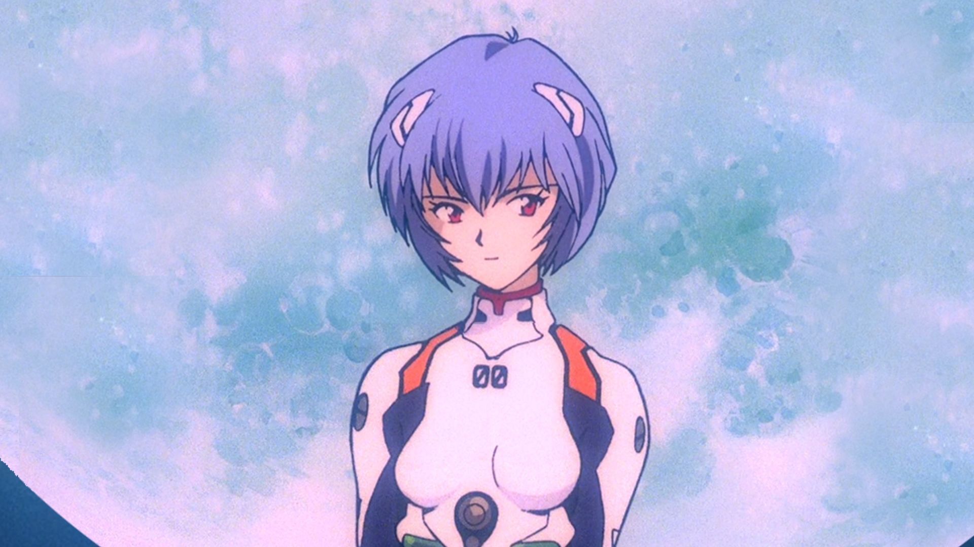 Rei, in her usual outfit (Image via Gainax)