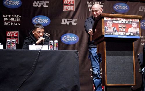 Nate Diaz (left) and Dana White (right)