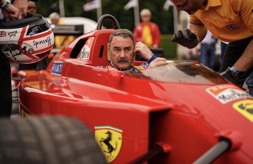 1992 F1 world champion Nigel Mansell at the 2022 Goodwood Festival of Speed. (Image Courtesy: @LastLapRacing on Twitter)