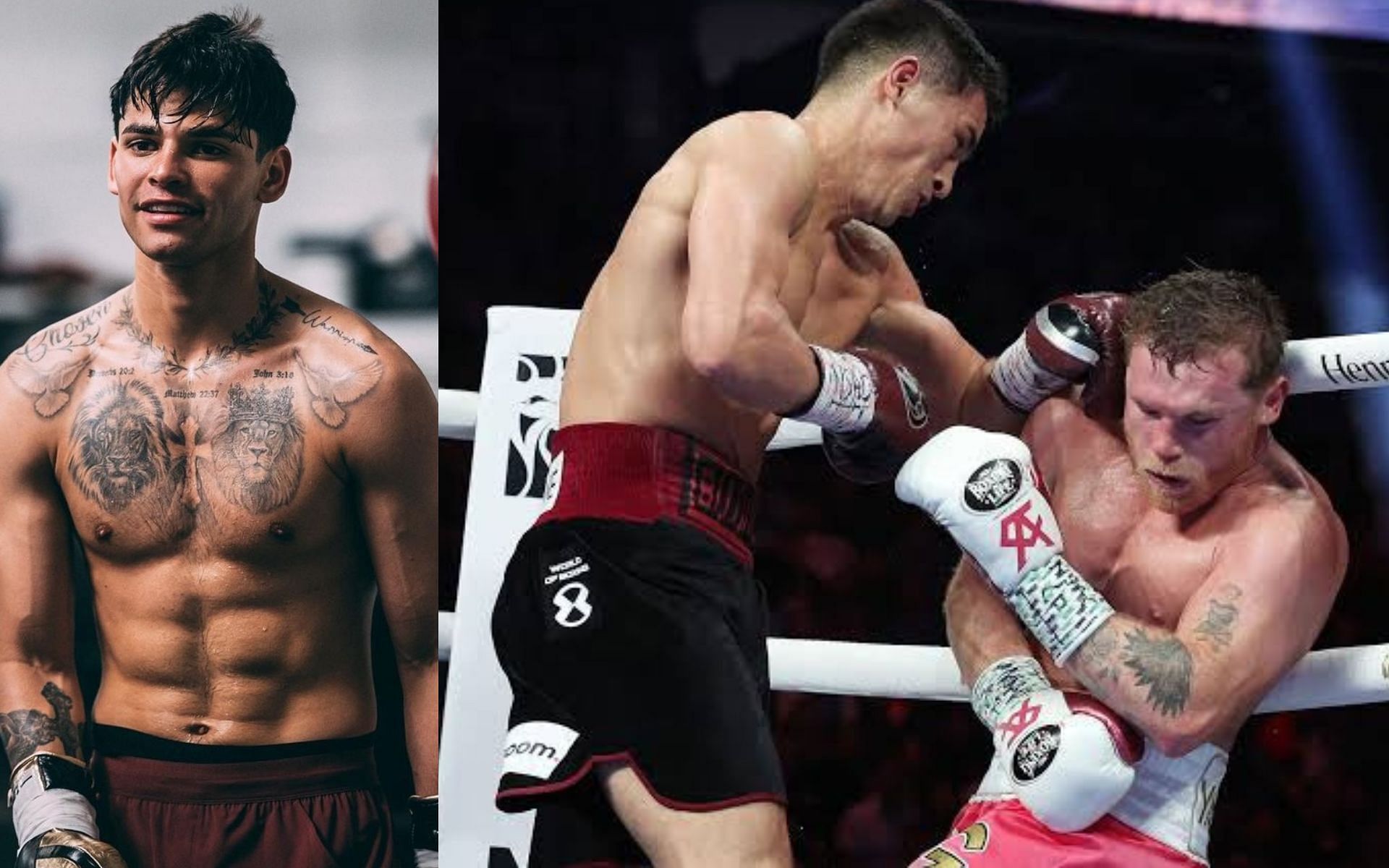 Ryan Garcia (left) thinks Dmitry Bivol is a better fighter than Canelo Alvarez (Photos courtesy of @kingryan Instagram and Getty Images)