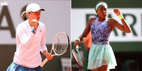 Iga Swiatek (L) and Coco Gauff.