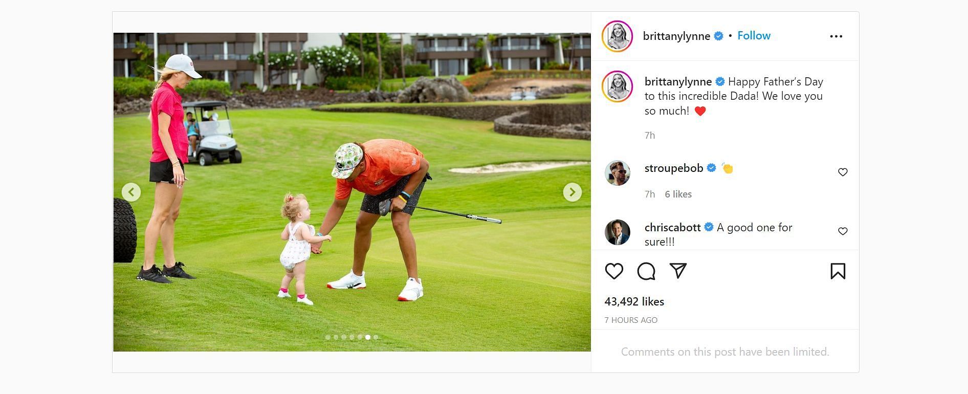 The former MVP with his daughter Sterling on the golf course.