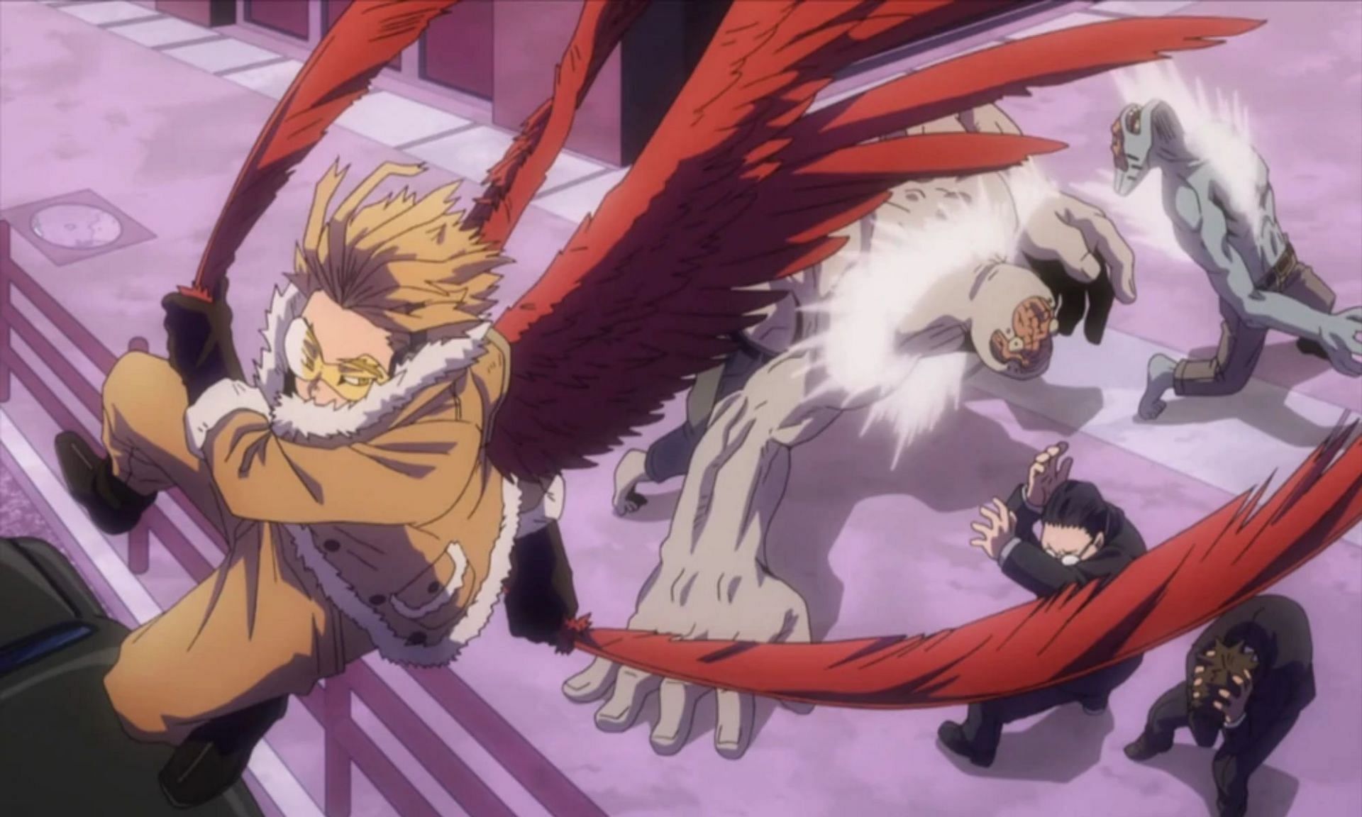 Hawks takes out a few baddies quite easily (Image via My Hero Academia/Shueisha/Studio Bones)