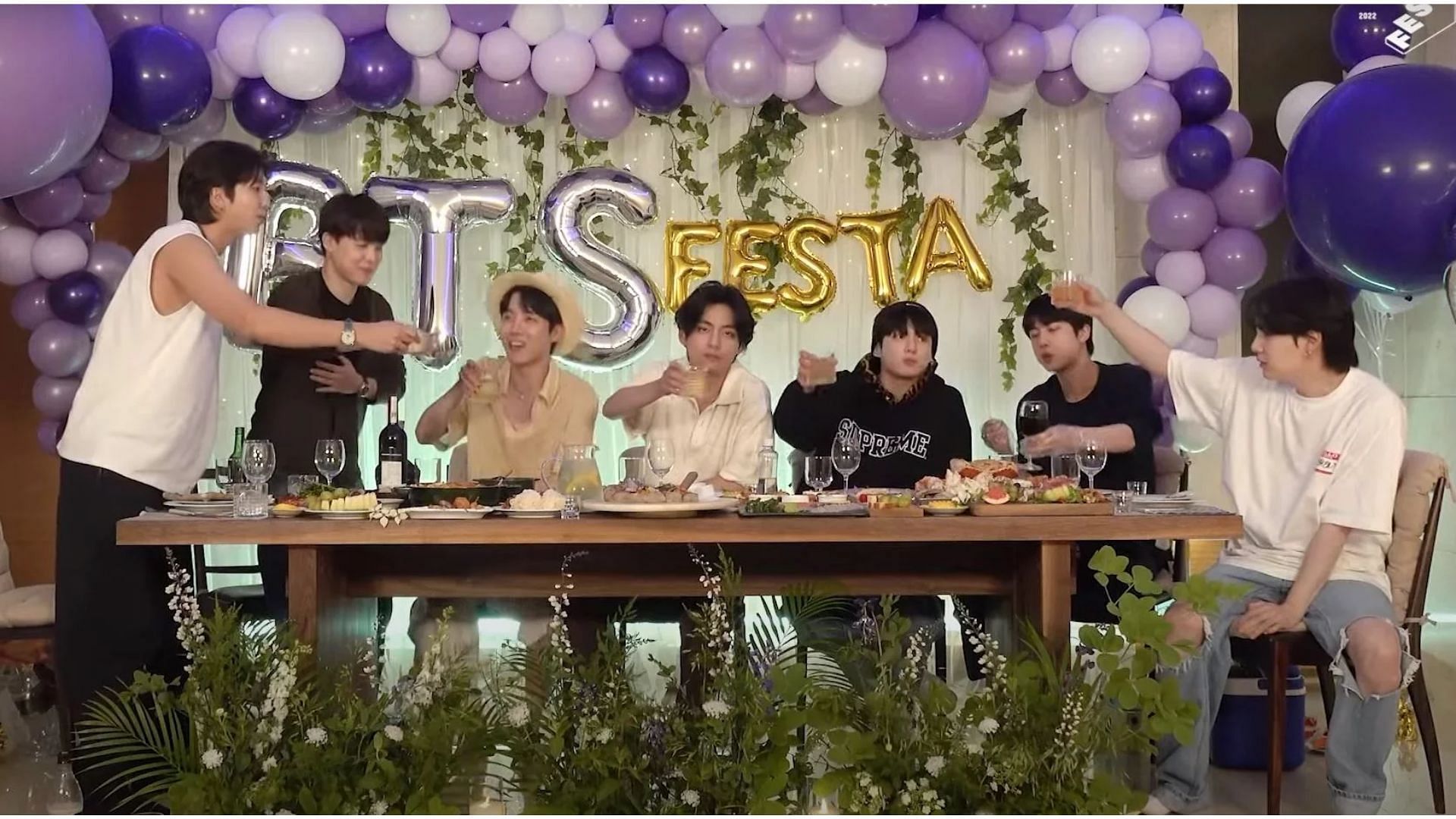 BTS during Festa dinner party 2022 (Image via BANGTANTV/ YouTube)