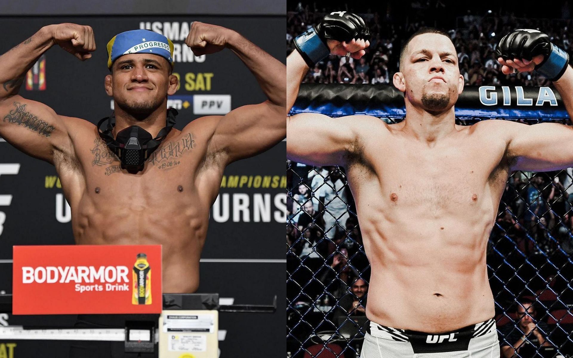 Gilbert Burns (Left) and Nate Diaz (Right) (Images courtesy of Getty and @natediaz209 Instagram)